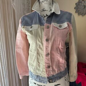 Epic Threads Pink, Cream, and Blue Kids Jean Jacket